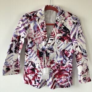 Braveman Boy’s Blazer Floral Print White Purple Red Black Size 8 Formal Party